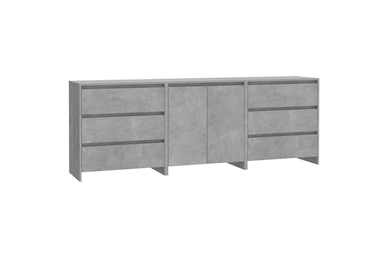 Skänk 3 delar betonggrå konstruerat trä - Betonggrå - Förvaring - Förvaringsmöbler - Skänkar & sideboards