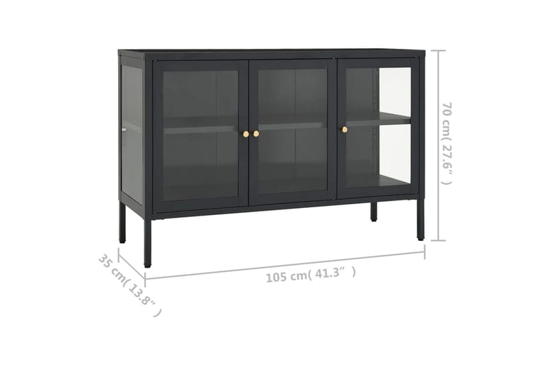 Skänk antracit 105x35x70 cm stål och glas - Antracit - Skänkar & sideboards