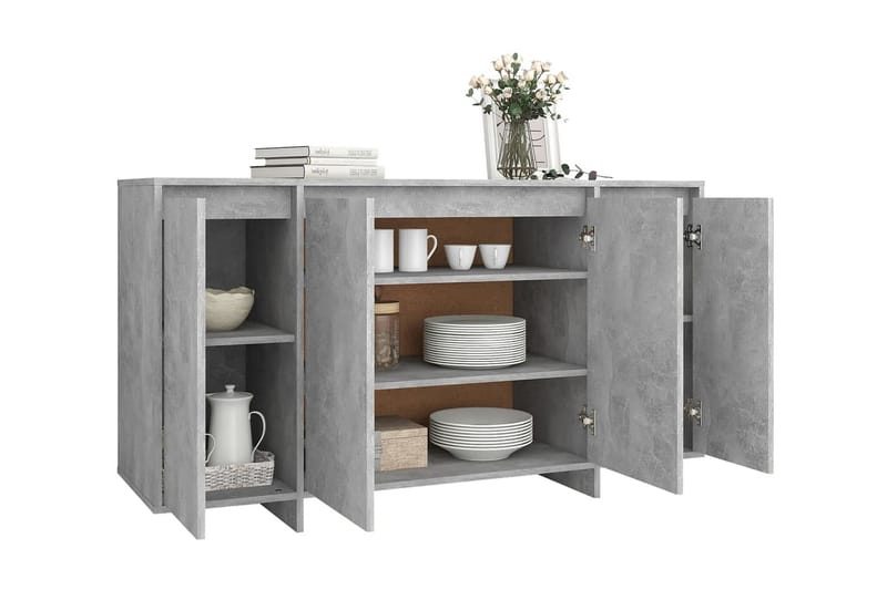 Skänk betonggrå 135x41x75 cm spånskiva - Betonggrå - Förvaring - Förvaringsmöbler - Skänkar & sideboards