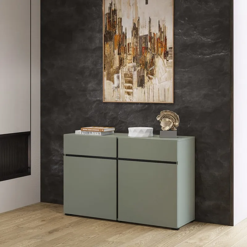 Skänk Cross 2 dörrar med 2 lådor - Grön - Svart - Förvaring - Förvaringsmöbler - Skänkar & sideboards