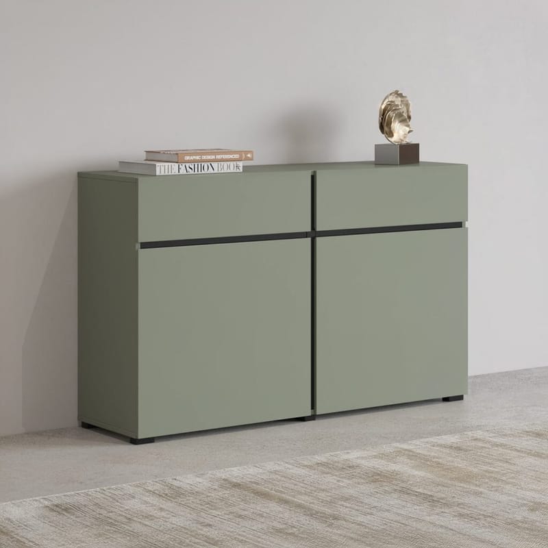 Skänk Cross 2 dörrar med 2 lådor - Grön - Svart - Förvaring - Förvaringsmöbler - Skänkar & sideboards