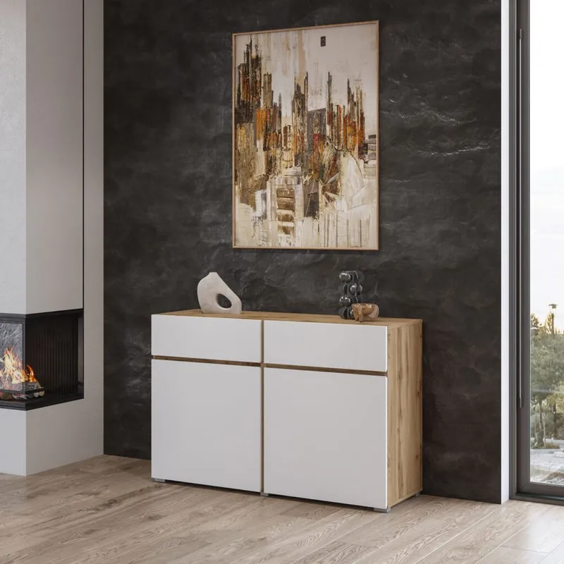 Skänk Cross 2 dörrar med 2 lådor - Vit - Förvaring - Förvaringsmöbler - Skänkar & sideboards