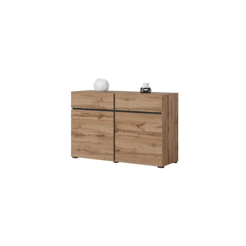 Skänk Cross 2 dörrar med 2 lådor - Wotan Ek - Svart - Förvaring - Förvaringsmöbler - Skänkar & sideboards