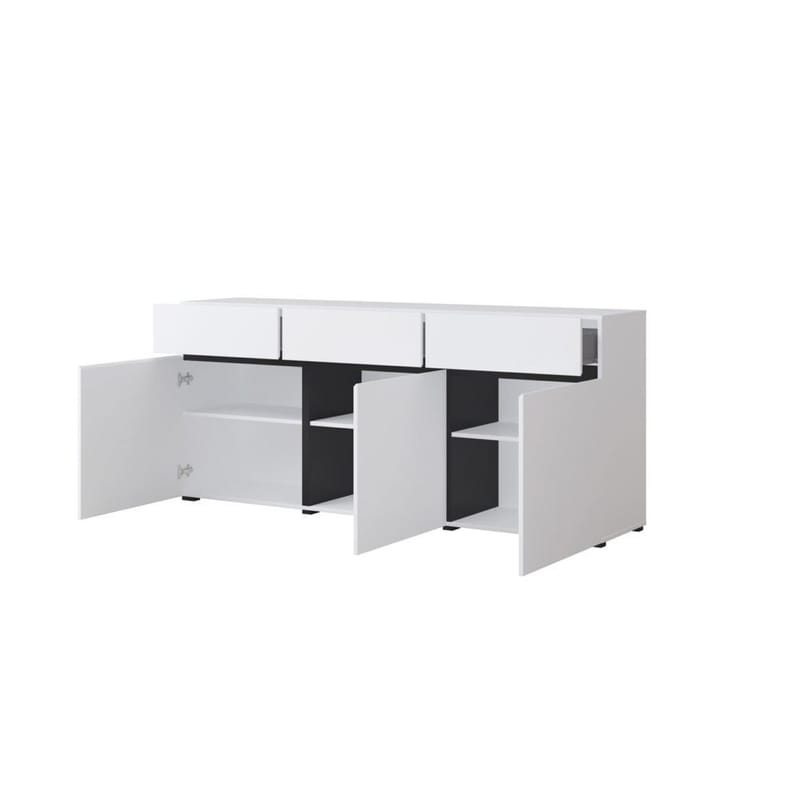 Skänk Cross 3 dörrar med 3 lådor - Vit - Svart - Förvaring - Förvaringsmöbler - Skänkar & sideboards