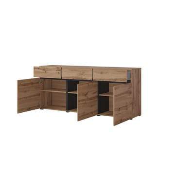 Skänk Cross 3 dörrar med 3 lådor - Wotan Ek - Svart - Förvaring - Förvaringsmöbler - Skänkar & sideboards