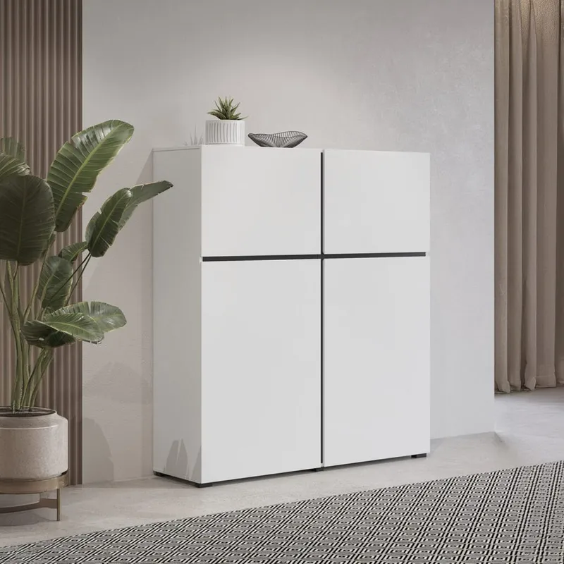 Skänk Cross 4 dörrar - Vit - Svart - Förvaring - Förvaringsmöbler - Skänkar & sideboards