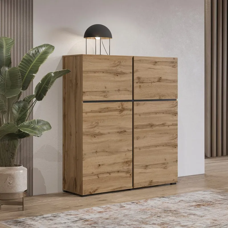 Skänk Cross 4 dörrar - Wotan Ek - Svart - Förvaring - Förvaringsmöbler - Skänkar & sideboards