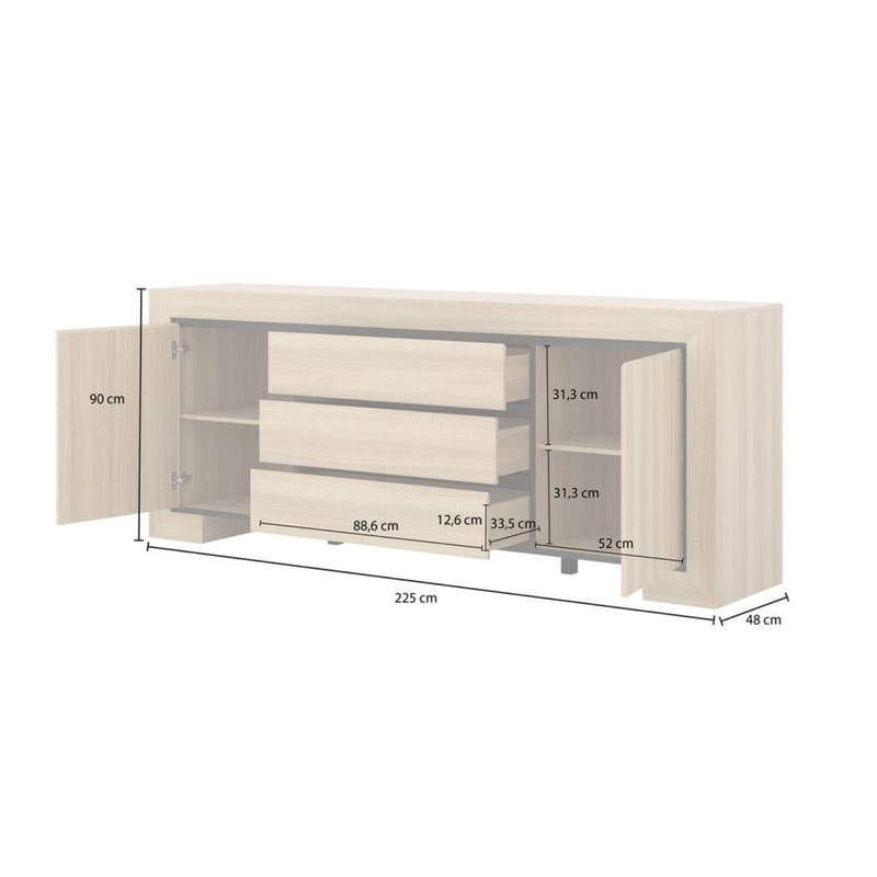 Skänk Cuba II 2 Dörrar med 3 Lådor - Förvaring - Förvaringsmöbler - Skänkar & sideboards