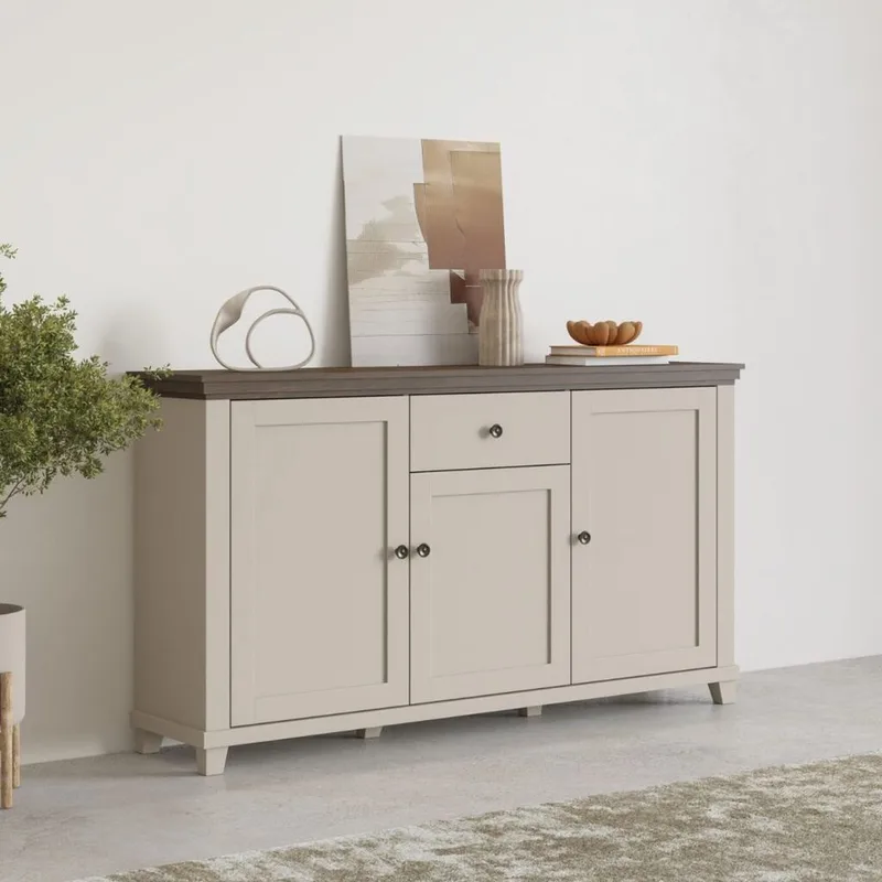Skänk Evora 3 dörrar 1 låda - Ljus Beige - Förvaring - Förvaringsmöbler - Skänkar & sideboards