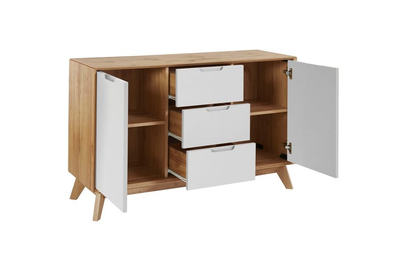 Skänk Ezra 120x40x75 cm, Wotan-ek/Vit - 120x40x75 cm, Wotan-ek/Vit - Förvaring - Förvaringsmöbler - Skänkar & sideboards