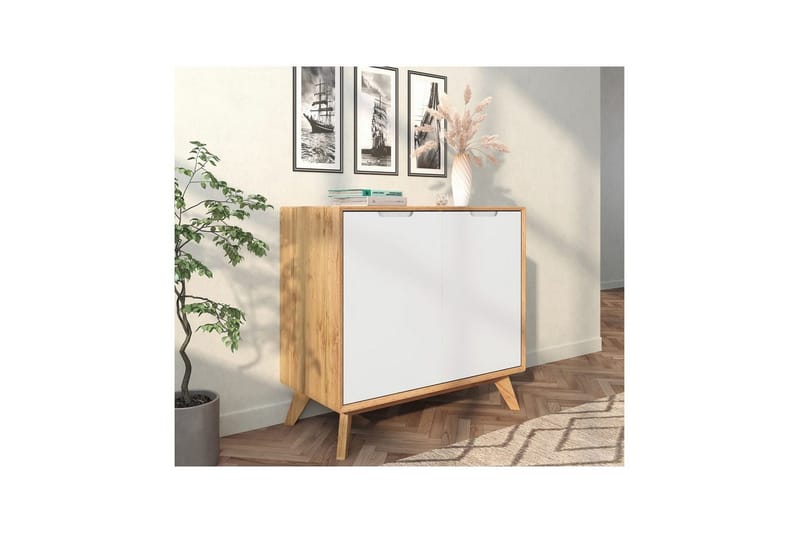 Skänk Ezra 80x40x75 cm, Wotan-ek/Vit - 80x40x75 cm, Wotan-ek/Vit - Förvaring - Förvaringsmöbler - Skänkar & sideboards