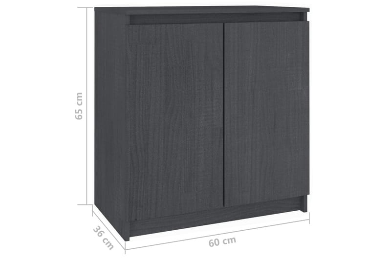 Skänk grå 60x36x65 cm massiv furu - Grå - Skänkar & sideboards