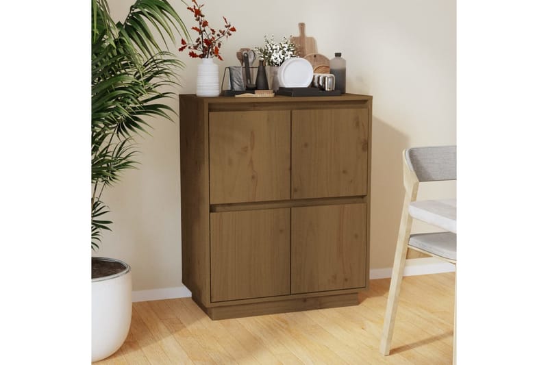 Skänk honungsbrun 60x34x75 cm massiv furu - Brun - Skänkar & sideboards