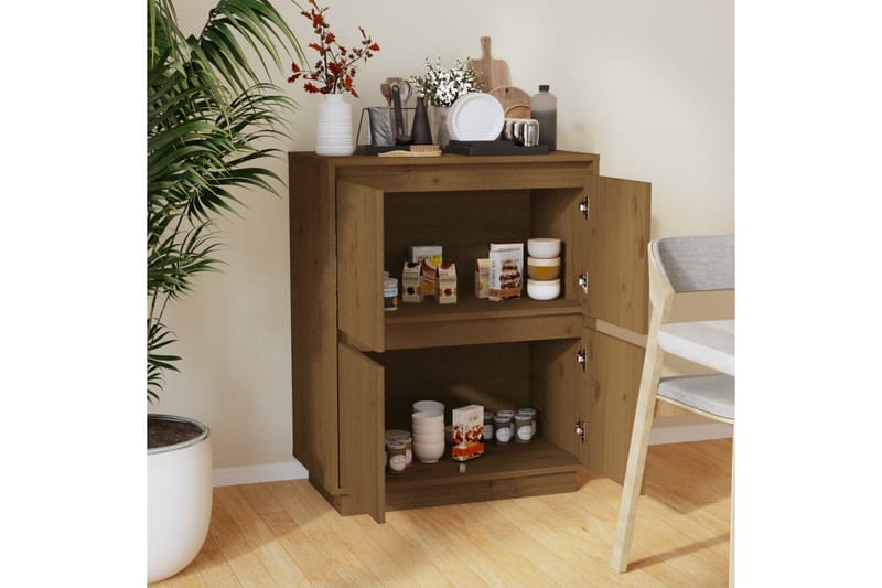 Skänk honungsbrun 60x34x75 cm massiv furu - Brun - Förvaring - Förvaringsmöbler - Skänkar & sideboards