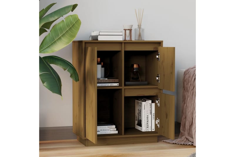 Skänk honungsbrun 60x34x75 cm massiv furu - Brun - Förvaring - Förvaringsmöbler - Skänkar & sideboards