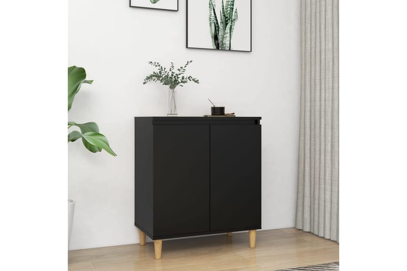 Skänk massiva träben svart 60x35x70 cm spånskiva - Svart - Skänkar & sideboards