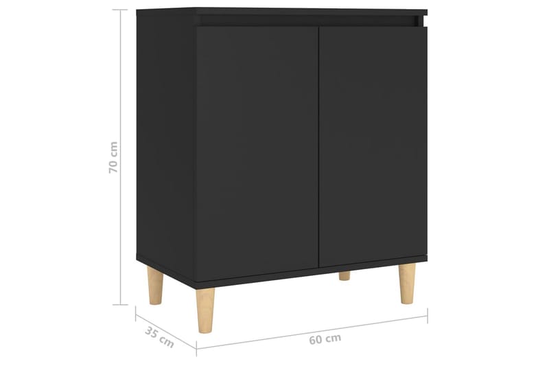 Skänk massiva träben svart 60x35x70 cm spånskiva - Svart - Skänkar & sideboards