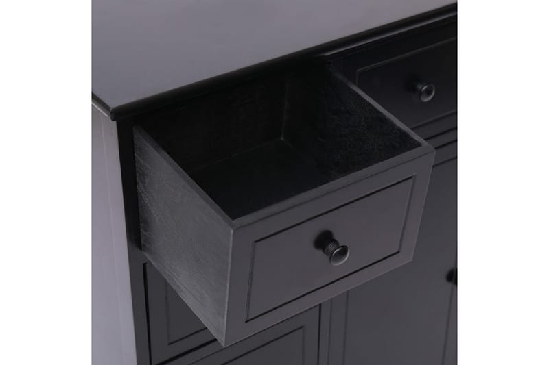 Skänk med 10 lådor svart 113x30x79 cm trä - Svart - Skänkar & sideboards