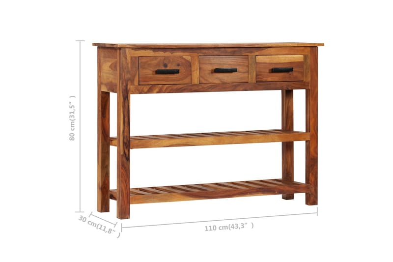 Skänk med 3 lådor 110x30x80 cm massivt akaciaträ - Brun - Förvaring - Förvaringsmöbler - Skänkar & sideboards