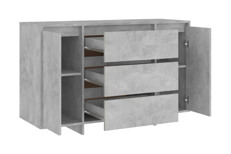 Skänk med 3 lådor betonggrå 120x41x75 cm spånskiva - Betonggrå - Skänkar & sideboards