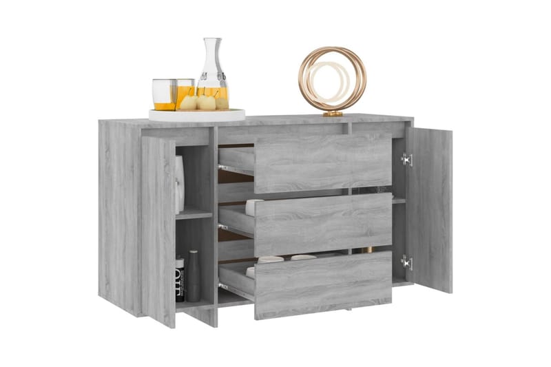 Skänk med 3 lådor grå sonoma 120x41x75 cm spånskiva - Grå - Förvaring - Förvaringsmöbler - Skänkar & sideboards
