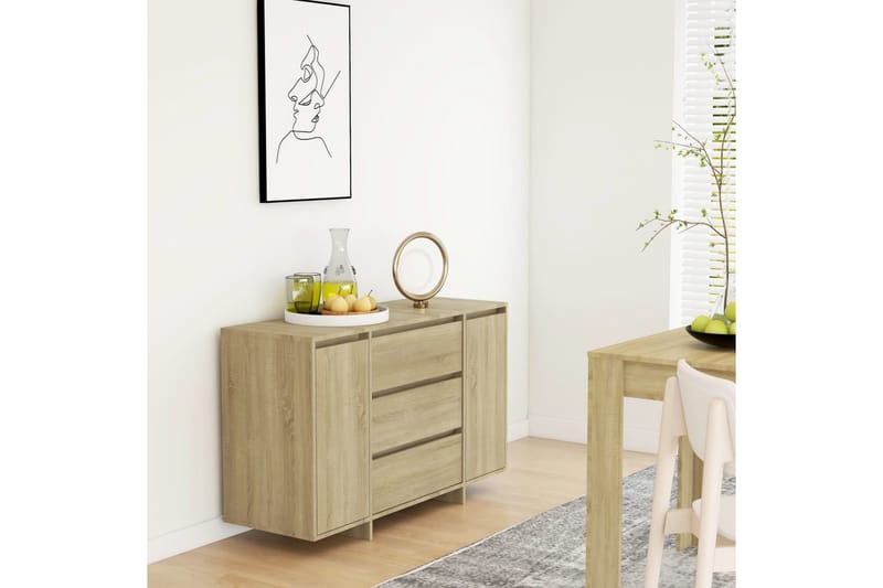 Skänk med 3 lådor sonoma-ek 120x41x75 cm spånskiva - Ek - Förvaring - Förvaringsmöbler - Skänkar & sideboards