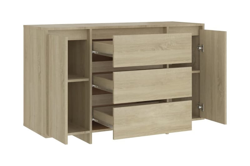 Skänk med 3 lådor sonoma-ek 120x41x75 cm spånskiva - Ek - Förvaring - Förvaringsmöbler - Skänkar & sideboards