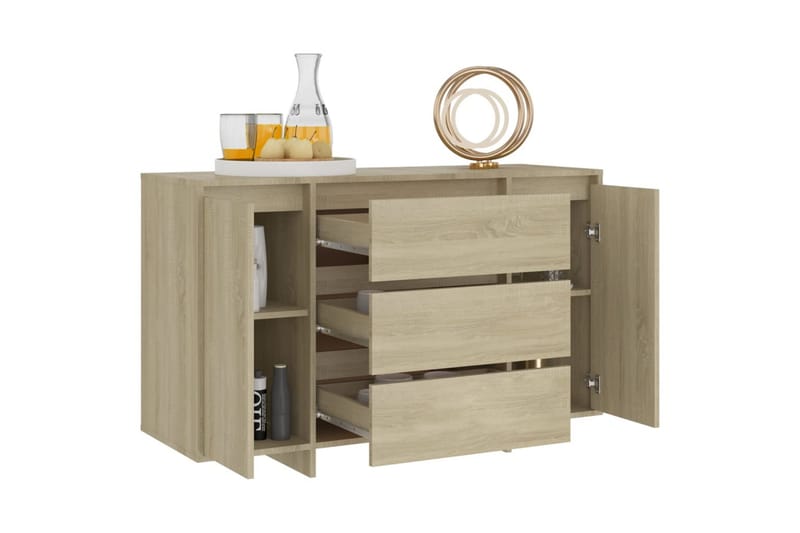 Skänk med 3 lådor sonoma-ek 120x41x75 cm spånskiva - Ek - Förvaring - Förvaringsmöbler - Skänkar & sideboards