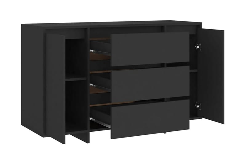 Skänk med 3 lådor svart 120x41x75 cm spånskiva - Svart - Förvaring - Förvaringsmöbler - Skänkar & sideboards