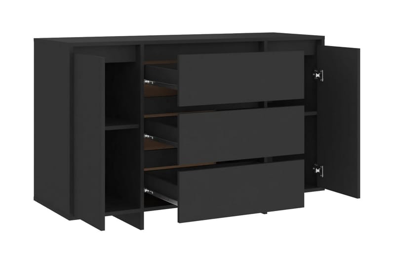 Skänk med 3 lådor svart 120x41x75 cm spånskiva - Svart - Skänkar & sideboards