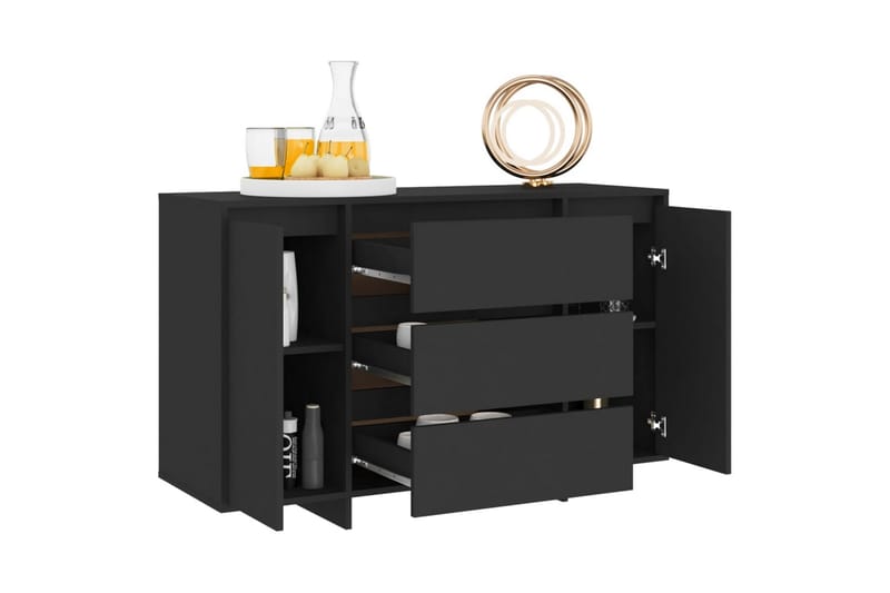 Skänk med 3 lådor svart 120x41x75 cm spånskiva - Svart - Förvaring - Förvaringsmöbler - Skänkar & sideboards
