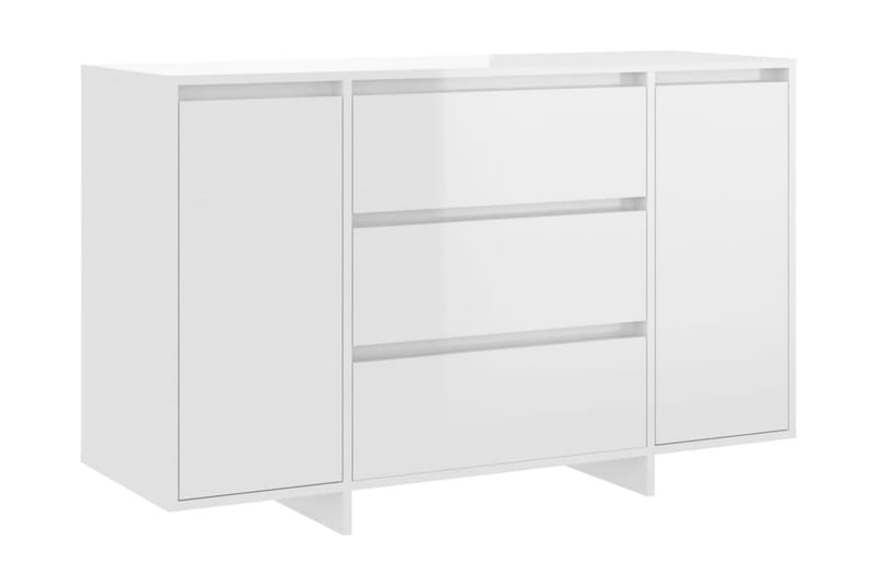 Skänk med 3 lådor vit högglans 120x41x75 cm spånskiva - Vit högglans - Förvaring - Förvaringsmöbler - Skänkar & sideboards