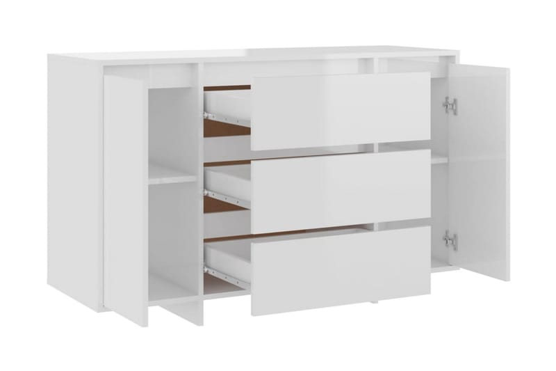 Skänk med 3 lådor vit högglans 120x41x75 cm spånskiva - Vit högglans - Förvaring - Förvaringsmöbler - Skänkar & sideboards
