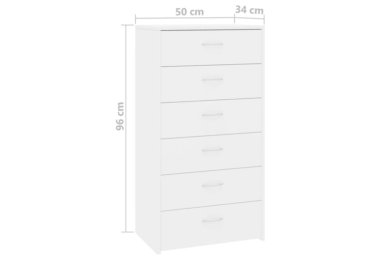 Skänk med 6 lådor vit högglans 50x34x96 cm spånskiva - Vit - Skänkar & sideboards