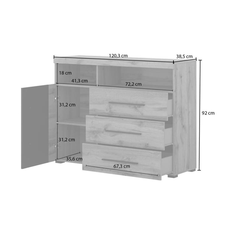Skänk Roger 1 Dörr med 3 Lådor - Wotan Ek - Förvaring - Förvaringsmöbler - Skänkar & sideboards