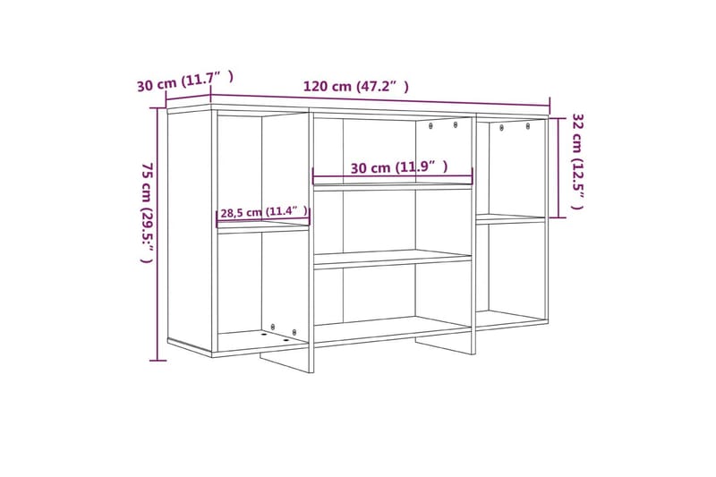 Skänk rökfärgad ek 120x30x75 cm spånskiva - Brun - Förvaring - Förvaringsmöbler - Skänkar & sideboards