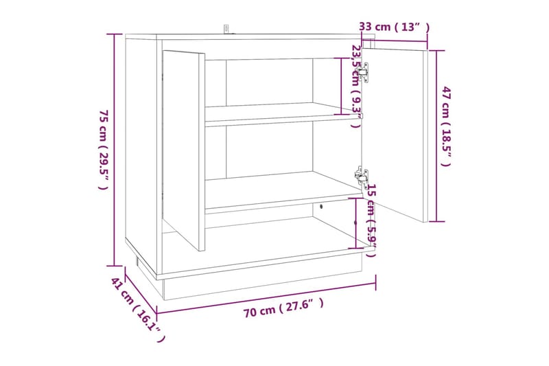 Skänk rökfärgad ek 70x41x75 cm spånskiva - Rökfärgad ek - Förvaring - Förvaringsmöbler - Skänkar & sideboards
