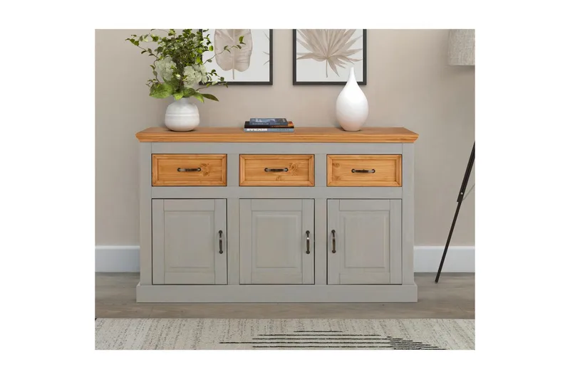 Skänk Selma 145x38x87 cm, Grå/Fläck/Vax - 145x38x87 cm, Grå/Fläck/Vax - Förvaring - Förvaringsmöbler - Skänkar & sideboards