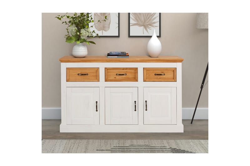 Skänk Selma 145x38x87 cm, Vit/Fläck/Vax - 145x38x87 cm, Vit/Fläck/Vax - Förvaring - Förvaringsmöbler - Skänkar & sideboards