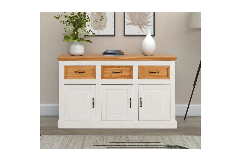 Skänk Selma 145x38x87 cm, Vit/Fläck/Vax - 145x38x87 cm, Vit/Fläck/Vax - Förvaring - Förvaringsmöbler - Skänkar & sideboards