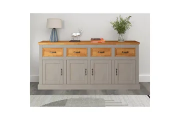 Skänk Selma 190x38x87, Grå/Fläck/Vax - 190x38x87, Grå/Fläck/Vax - Förvaring - Förvaringsmöbler - Skänkar & sideboards