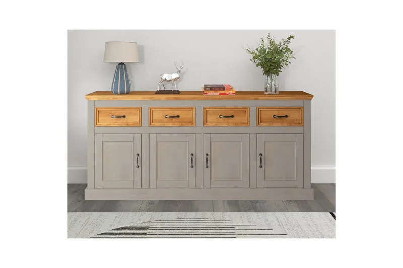 Skänk Selma 190x38x87, Grå/Fläck/Vax - 190x38x87, Grå/Fläck/Vax - Förvaring - Förvaringsmöbler - Skänkar & sideboards