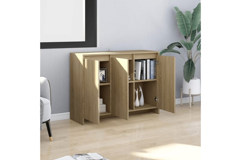 Skänk sonoma-ek 102x33x75 cm spånskiva - Ek - Förvaring - Förvaringsmöbler - Skänkar & sideboards