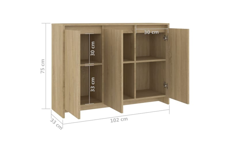 Skänk sonoma-ek 102x33x75 cm spånskiva - Ek - Förvaring - Förvaringsmöbler - Skänkar & sideboards