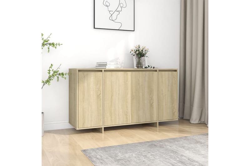 Skänk sonoma-ek 135x41x75 cm spånskiva - Ek - Förvaring - Förvaringsmöbler - Skänkar & sideboards