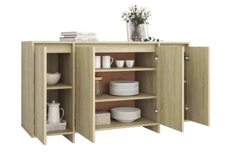 Skänk sonoma-ek 135x41x75 cm spånskiva - Ek - Förvaring - Förvaringsmöbler - Skänkar & sideboards