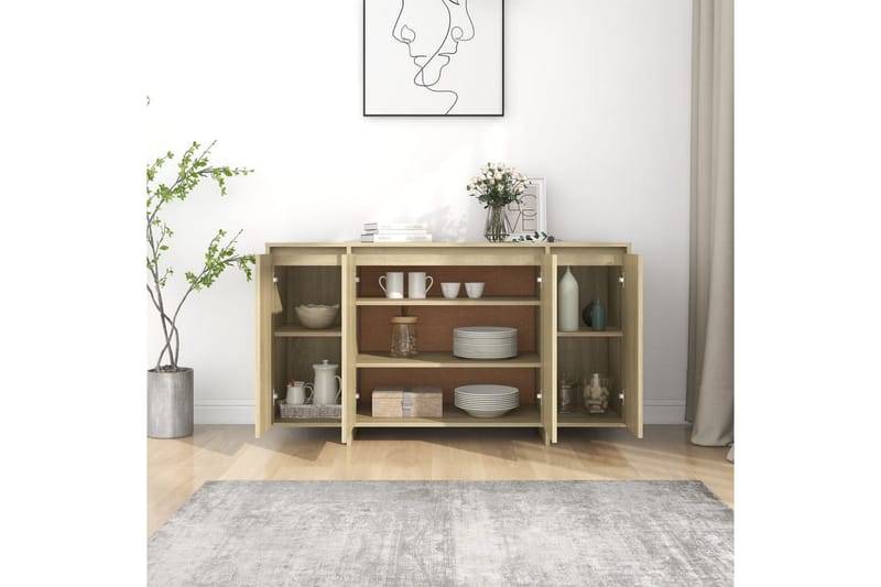 Skänk sonoma-ek 135x41x75 cm spånskiva - Ek - Förvaring - Förvaringsmöbler - Skänkar & sideboards