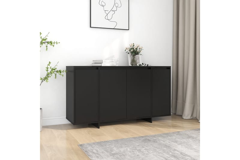 Skänk svart 135x41x75 cm spånskiva - Svart - Skänkar & sideboards