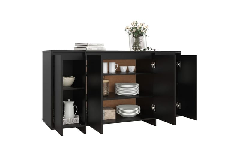 Skänk svart 135x41x75 cm spånskiva - Svart - Skänkar & sideboards