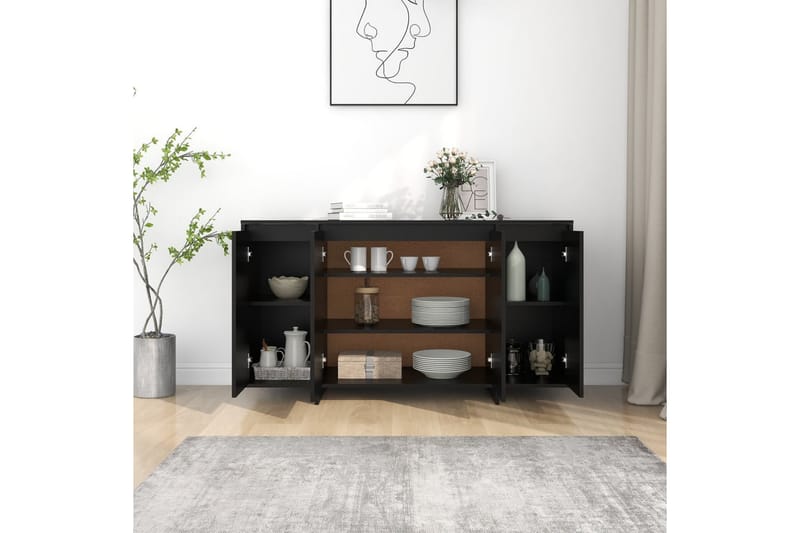 Skänk svart 135x41x75 cm spånskiva - Svart - Skänkar & sideboards